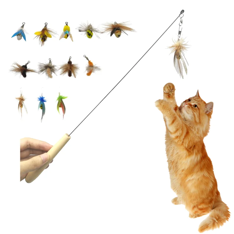 Shengfeng Cat Teaser Feather Replacement Mini Insect Top Show