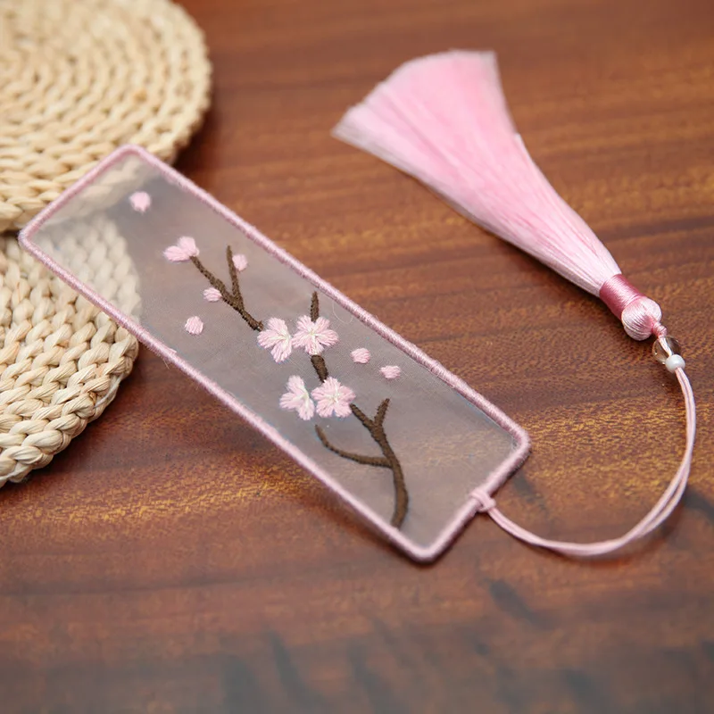Transparent Bookmark Embroidery Kit for Beginner Hand Modern Flowers Full