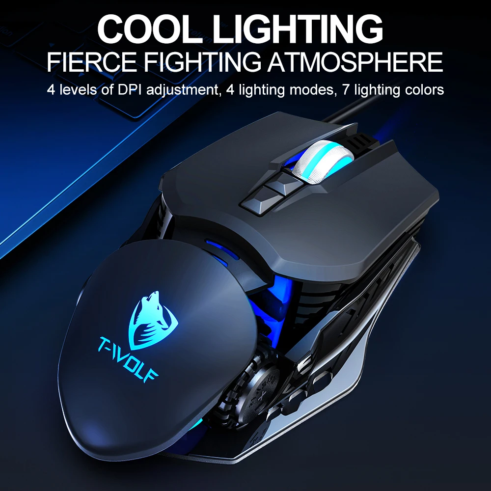 Programmable Macro 6400DPI 7D Mouse Adjustable LED RGB Wired USB Computer Gamer Gaming Mouse