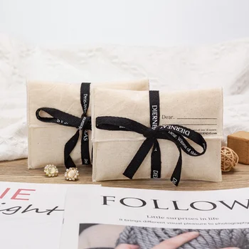Logo Design Custom Cotton Canvas Recyclable Dust Bags Gift Packaging Jewelry Pouch Envelope Mailing Flap Bag for Clothes
