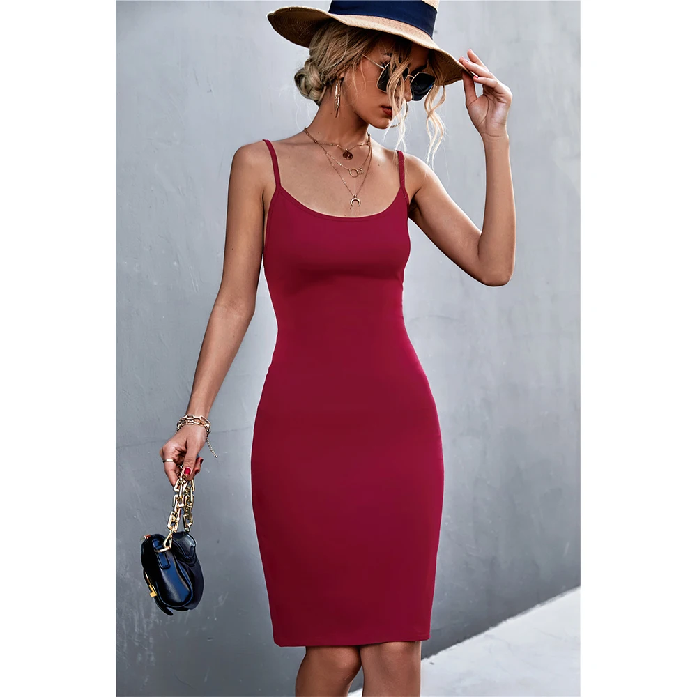 Wholesale Modal Bodycon Dress Women Sleeveless 2022 Night Sexy Club Dresses Women Elegant Women 9078