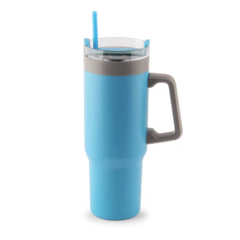 New Design Plastic Double Wall Tumbler With Handle Big Capacity Plastic Double Wall Cup BPA Free