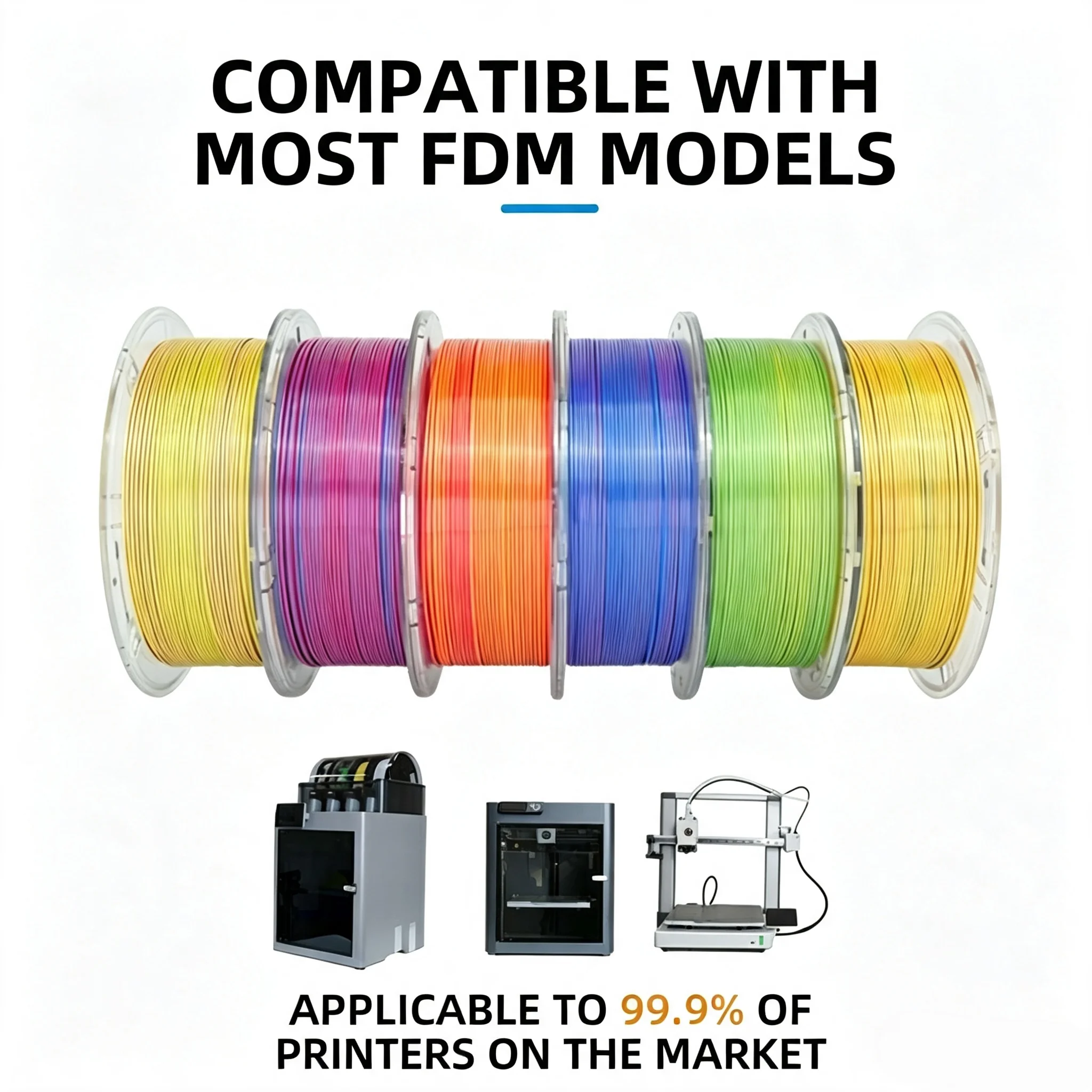 Dual Color Silk PLA Filament 1.75mm  High Gloss High Strength +/- 0.02mm Dimensional Accuracy 200-240C Pla-silk for 3D Printing