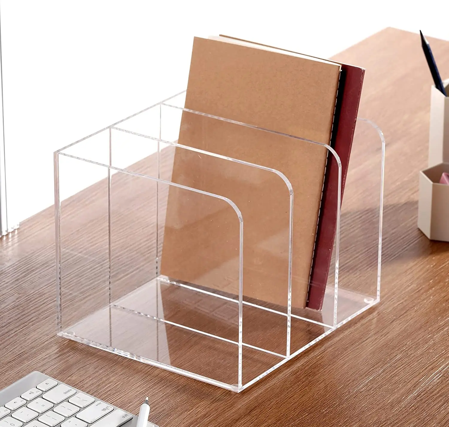 Прозрачный акриловый Органайзер для хранения документов настольный органайзер с 3 вертикальными отделениями