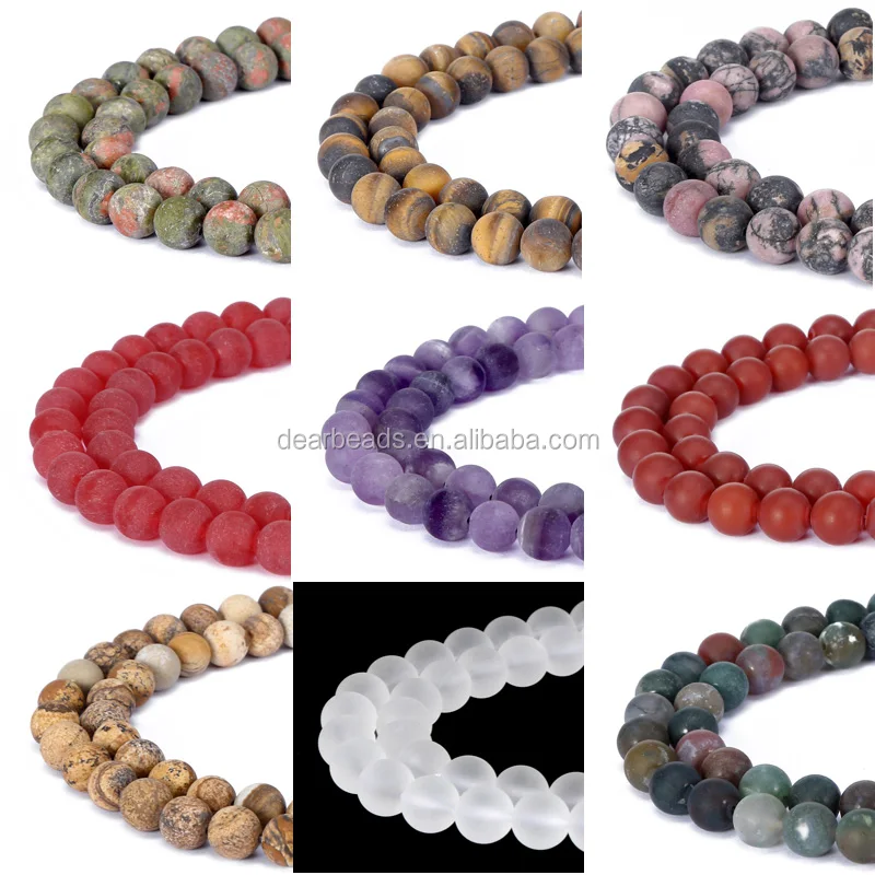 Natural Agate Jasper Loose Stone Beads Frosted Matte Gemstone Beads For  Jewelry Making 4mm 6mm 8mm 10mm 12mm - Buy Natural Agate Jasper Loose Stone  Beads Frosted Matte Gemstone Beads For Jewelry