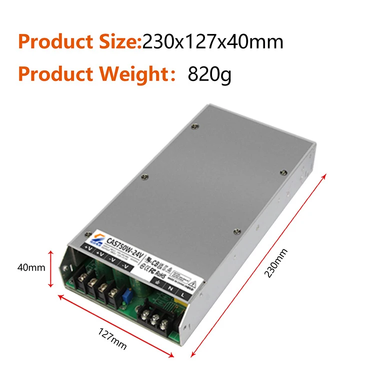 CHENG LIANG CL-CAS-750W-12V Switching Mode AC-DC Power Supply 750W 24V 15A Waterproof High Efficiency 0.88 3.5-Year Warranty