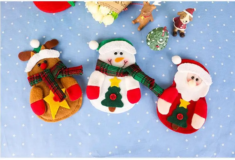 3pcs snowman easter cutlery suit knifes folks bag holder pockets