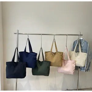 Solid Color Large-Capacity Casual Tote Bag 2026 Autumn New Korean Fashion Fabric Bag Shoulder Bag for Work and Commuting