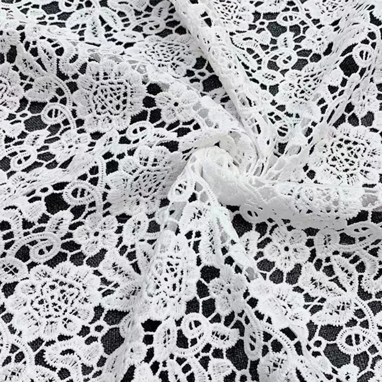 Wholesale high-quality European American dress lace fabric guipure embroidered wedding dress cheongsam lace fabric