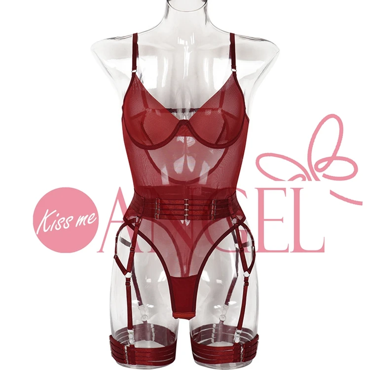 KISS ME ANGEL New Internet Celebrity Sexy Underwear See-through Mesh Shapewear Onesie Sexy Girls Teddy Sexy Lingeries Erotic