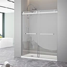 Easy Clean Tempered Glass Sliding Shower Door With Stainless Steel Accessories Sliding Shower Door Enclosures