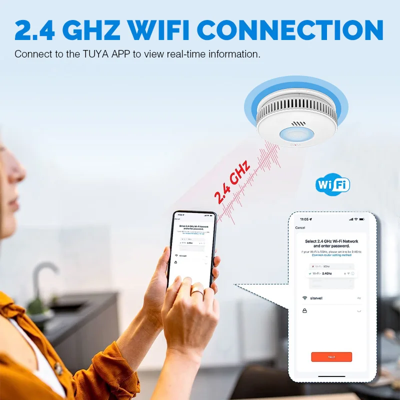 Tuya Sensor WiFi Household Fire Sensor Detector Smoke Alarm Sensor for Home Security