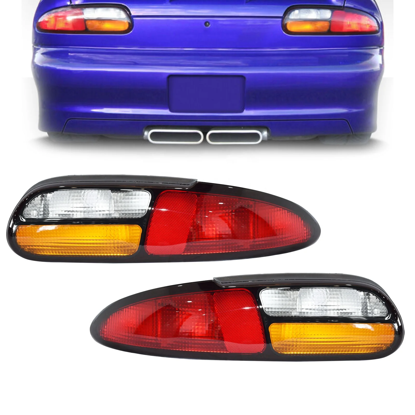 Rear Tail Lights Pair Four Bulb Holes For 1993-2002 Chevrolet Camaro Z28 SS