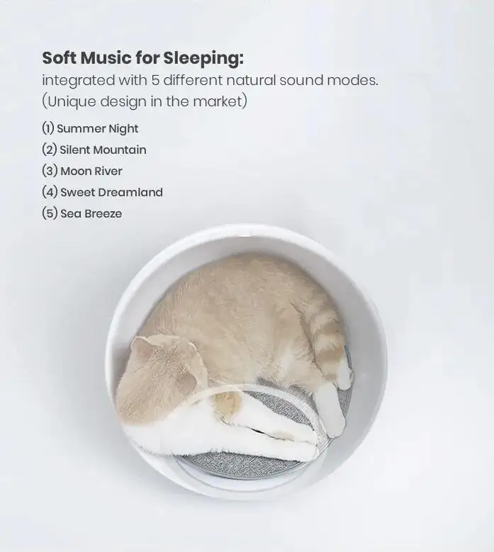 New Novelty Cozy Soft Plastic Electrical Intelligent Smart PET Dog Basket with Soft Mat Slightly Music Summer Cool