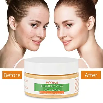 Private Label Stock Natural Bentonite Mud Tumeric  Whitening Anti Aging Moisturizing Organic Turmeric Facial Clay Mask