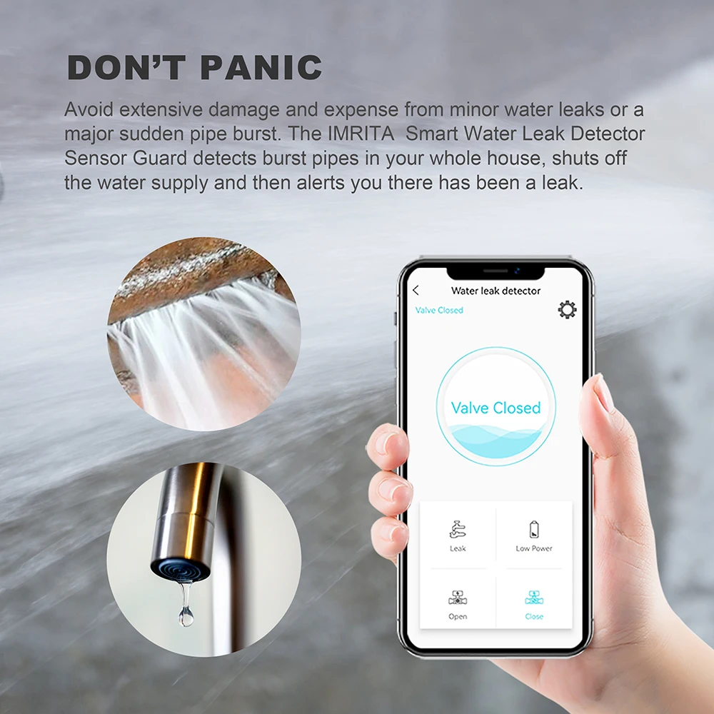 Smart Wifi Wireless Pipe Auto Shut Off Valve Water Leak Detect Alarm Sensor Water Leakage Detector De Fugas De Agua for Home