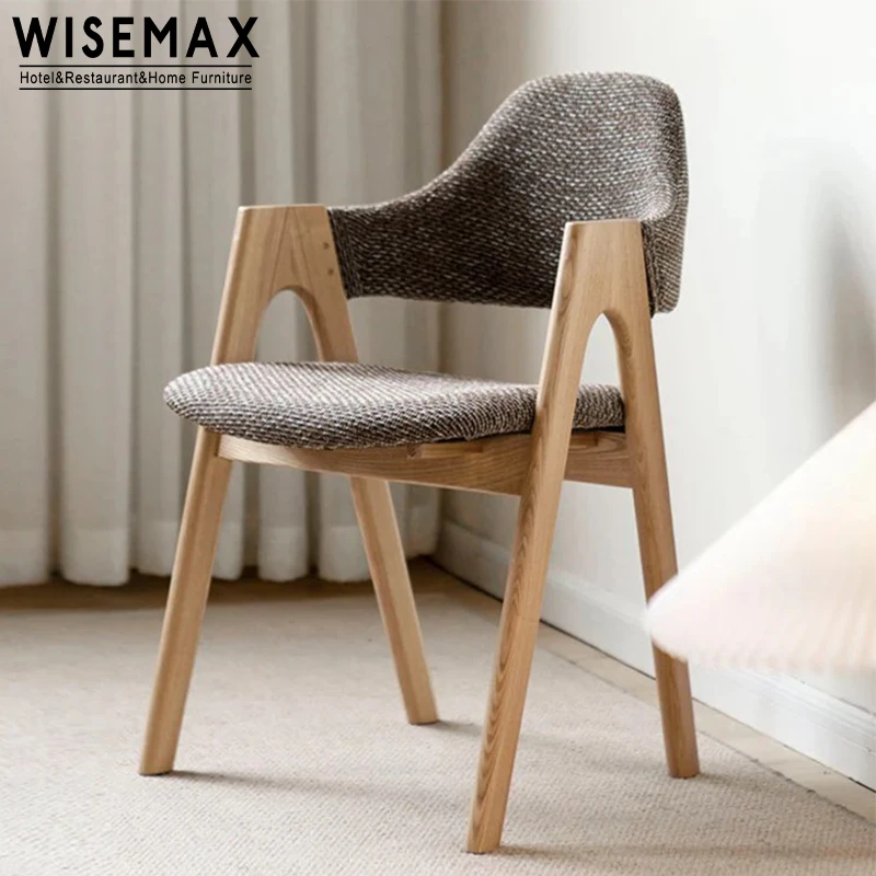 WISEMAX FURNITURE Nordic Style Wooden Dining Chair PU Leather Soft Sponge  Filled Restaurant Single Leisure Chair for Dining Room - Main Image