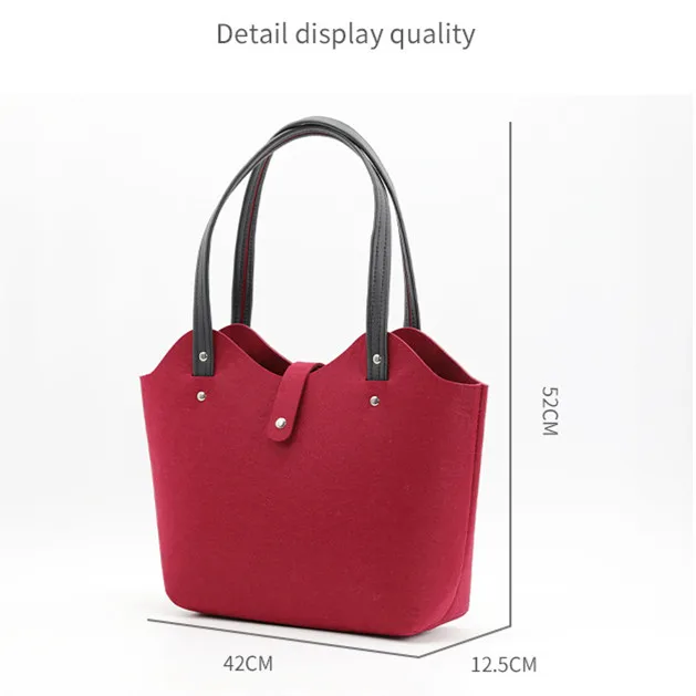 2025 New Large Capacity Felt Fabric Travel Shopping Bag Wool Woman Tote Storage Bags for Gift