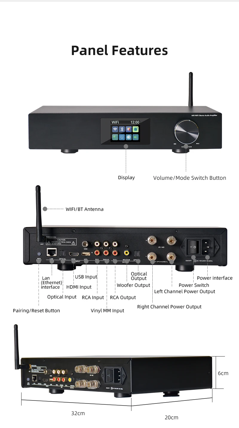 Hifi Power Amplifier For Home Theater Audio Multi-room Use