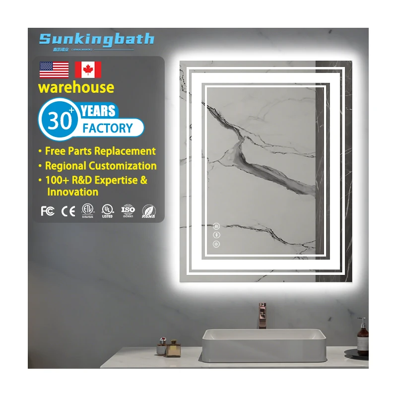 Luxury Radar-induced Smart Bathroom Wall Mount Mirror Intelligent Touch Screen Led Makeup Mirror Bathroom