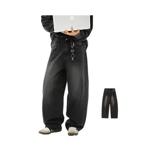 OEM & ODM Brand New Men's Vintage Washed Denim Jeans Trendy Straight Scimitar Washed Jeans Men's