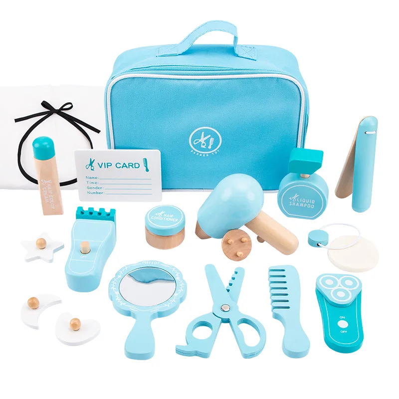 Kids Pretend Role Play Wooden Makeup Hairdresser Tools