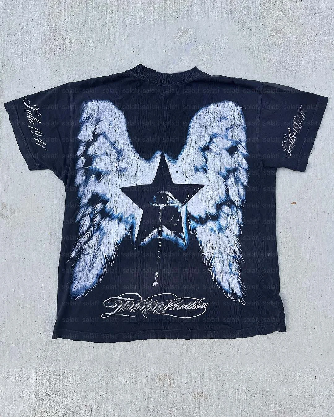 Salati Manufacturer Heavyweight T-shirt Glitter Short Sleeve Printed Boxy Oversized Rhinestone Vintage Tee Acid Wash T Shirt Men gallery 2