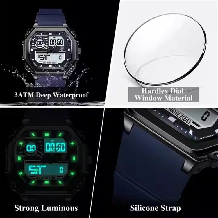 POEDAGAR 993 New  Multi Functional Sports Waterproof Watches Dual Display LED Night Ligh aperçu 5