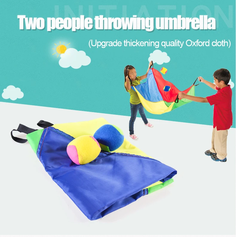 Educational Sensory Training Two Kids Children Rainbow Parachute With