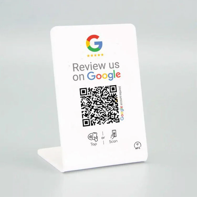Acrylic NFC Menu Display Table Stand Custom NFC Google Review Stand Sign