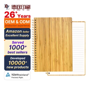 Custom Spiral Bound Notebook with PVC Bamboo Cover Hardcover Journal Lined Pages Writing Pad Diary Planner for School Office