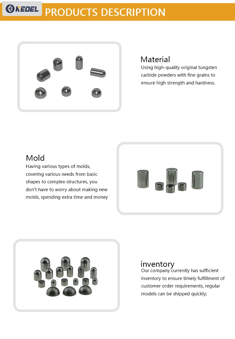 Custom Size Glossy Surface Tungsten Carbide Buttons for Petroleum Drilling Made from 100% Pure Tungsten Carbide Powder