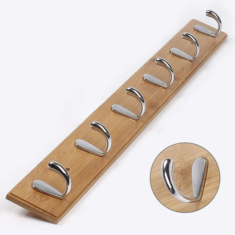 Factory Direct High Quality Bamboo Wall-Mounted Coat Rack Modern Simple Coat Hooks Light Luxury Home Hook supplier