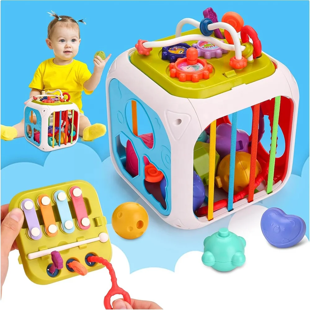 Jouet Sensoriel Montessori En Silicone Alimentaire - Forme Pieuvre, Cordes à Tirer - Pour Bébé 6 Mois+ - Développe Motricité Fine - 10