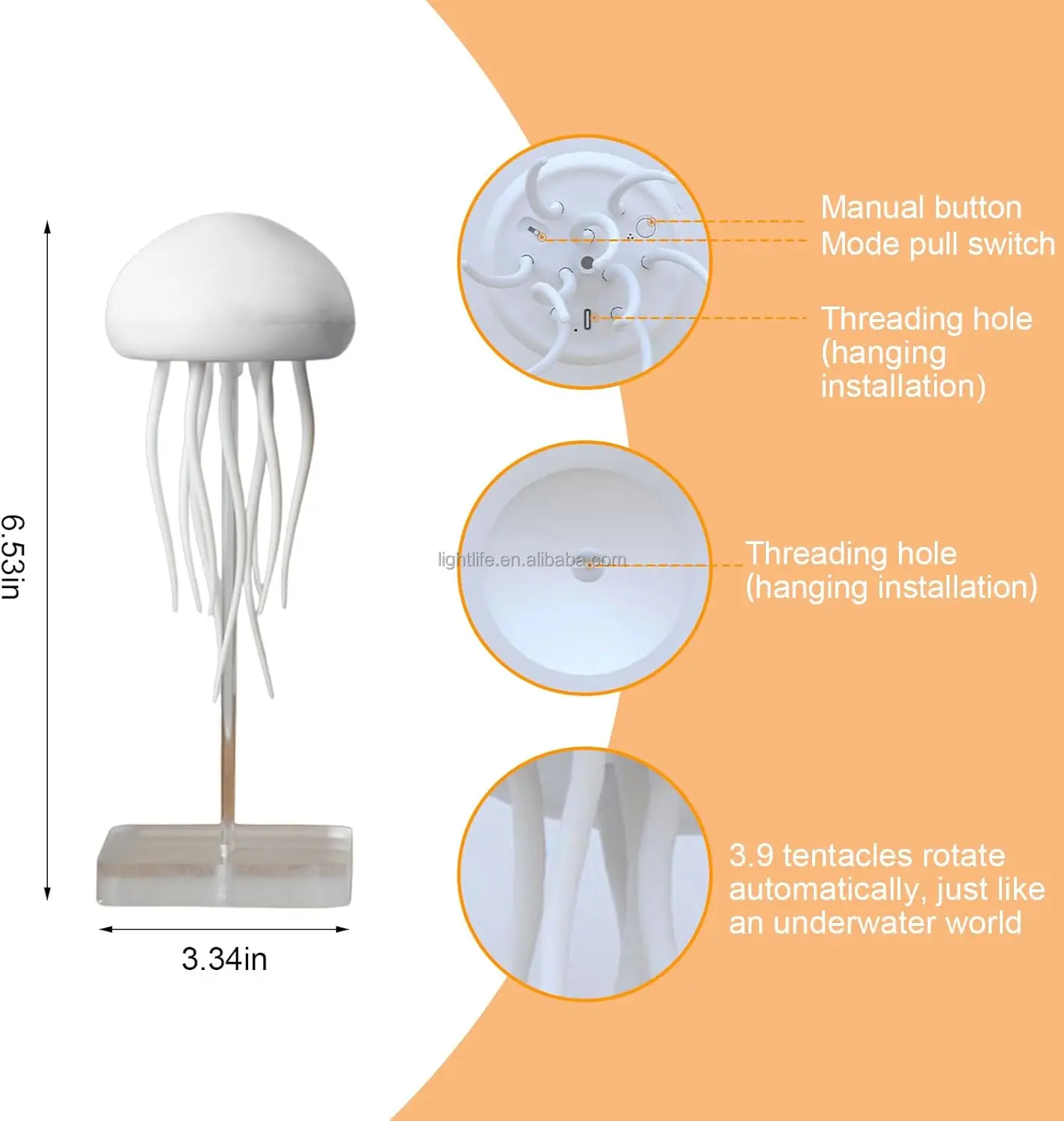 Smart Dancing Jellyfish Lamp Rechargeable RGB Gradient Jellyfish Bedside Lamp Ambient Light Voice Control Jellyfish Night Light
