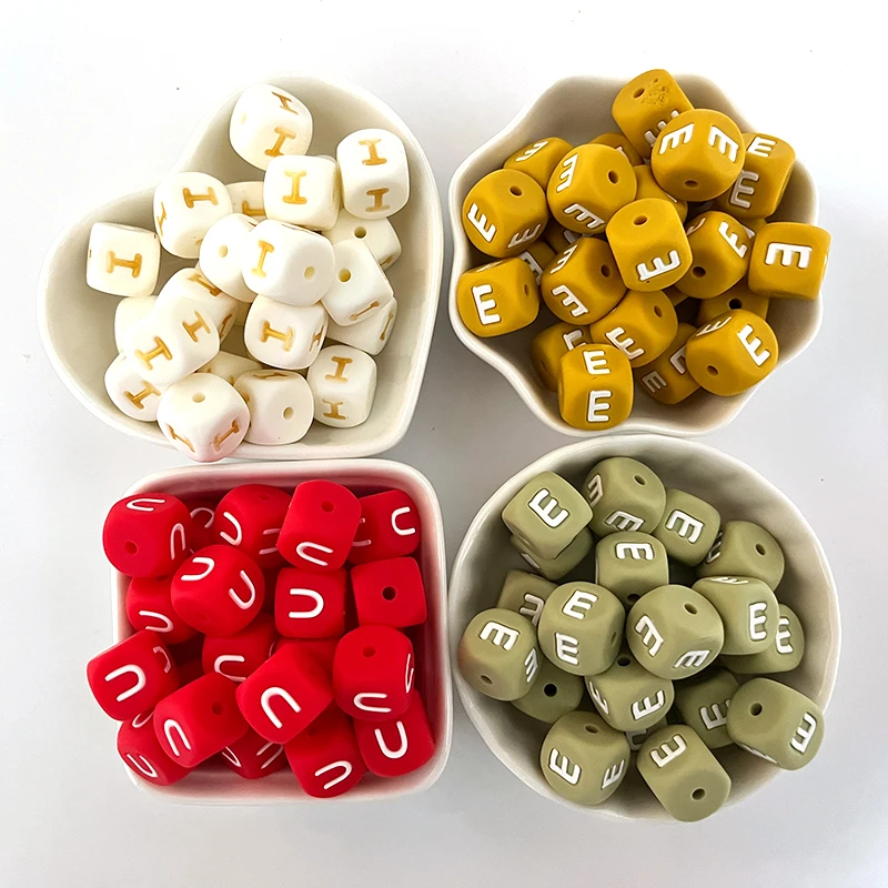 1 piece 12mm silicone letter bead food grade silicone alphabet