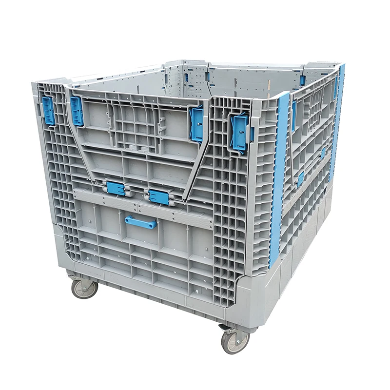 heavy duty large hdpe industrial logistic transportation warehouse storage foldable collapsed plastic pallet with wheels