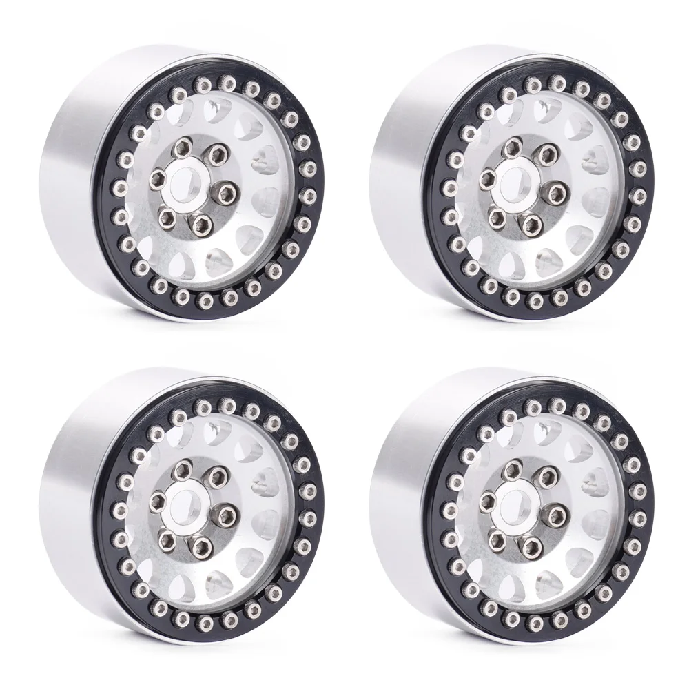 4PCS 1/10 RC Crawler SCX10 90046 TRX-4 D90 CC01 Metal Aluminum Alloy 12MM Hex 1.9" Beadlock Wheel Rims