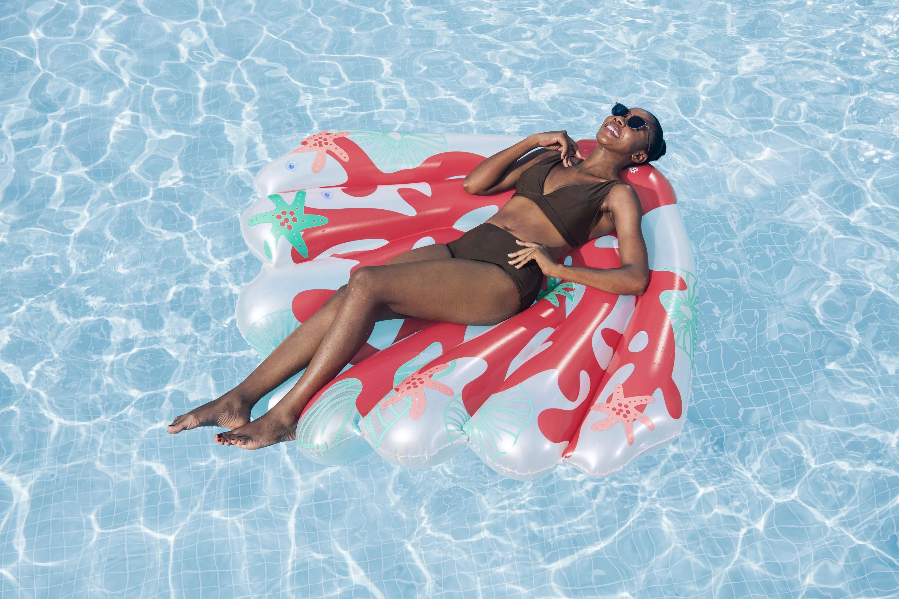2025 for Bestway 43724 Inflatable PVC Water Loungers and Floating Islands 1.86m X 1.53m Coral Float for Kids