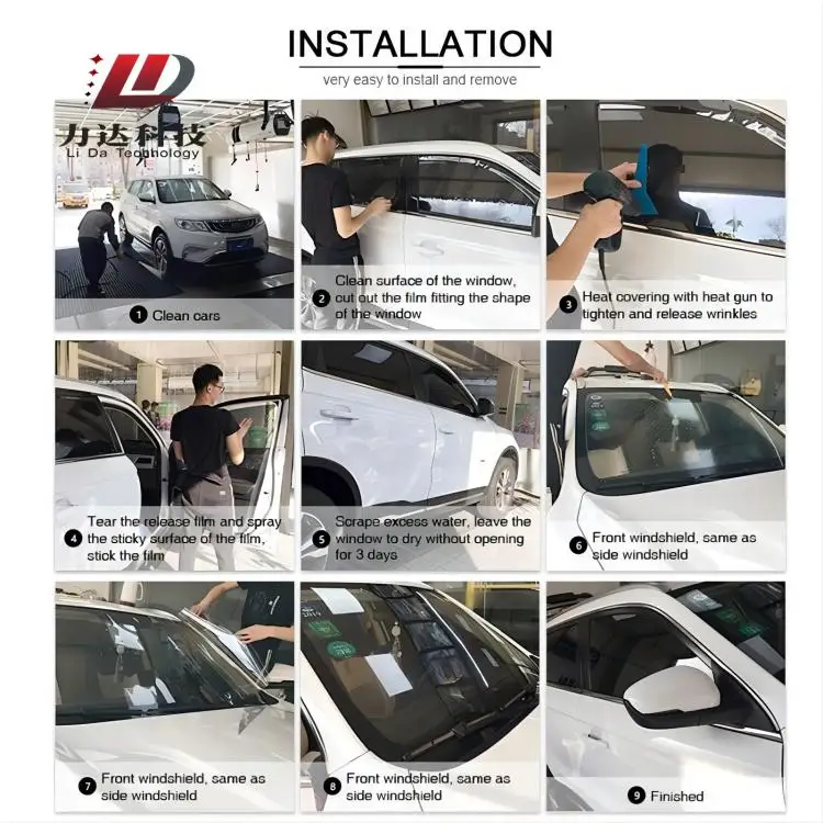 Lida Car Window Black Dyed 1.52*30m/roll Car Window Film Heat Blocking