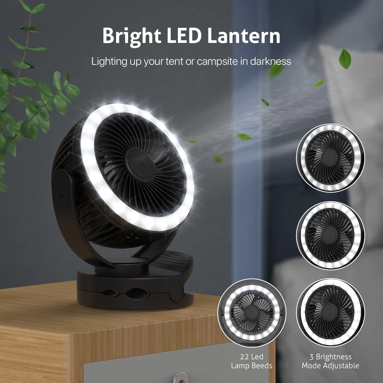 Portable Camping Fan with LED Light Compatible for Milwaukee M18 14.4V-18V Max Lithium-ion Battery, Low-Noise Fan, Rechargeable USB Port, IR　電動工具 Eternal Living Rechargeable Camping Fan With Led Light | Wayfair