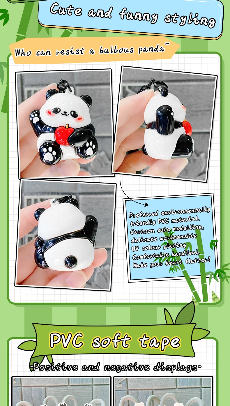 product cartoon pvc panda keychain electroplating four styles optional car keychain bag pendant christmas wholesale promotion rubber460-59