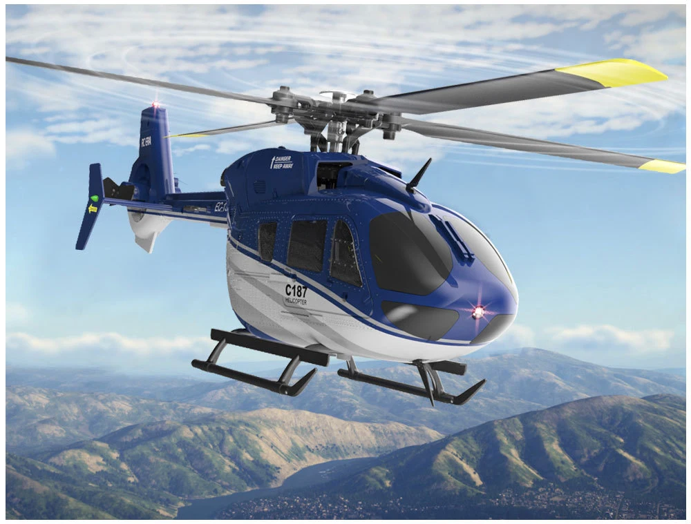 Hoshi RC ERA C187 Helicopter 2.4G 4CH Single Blade EC-135 Scale 6-Axis Gyro Electric Flybarless RC Remote Control Helicopter RTF