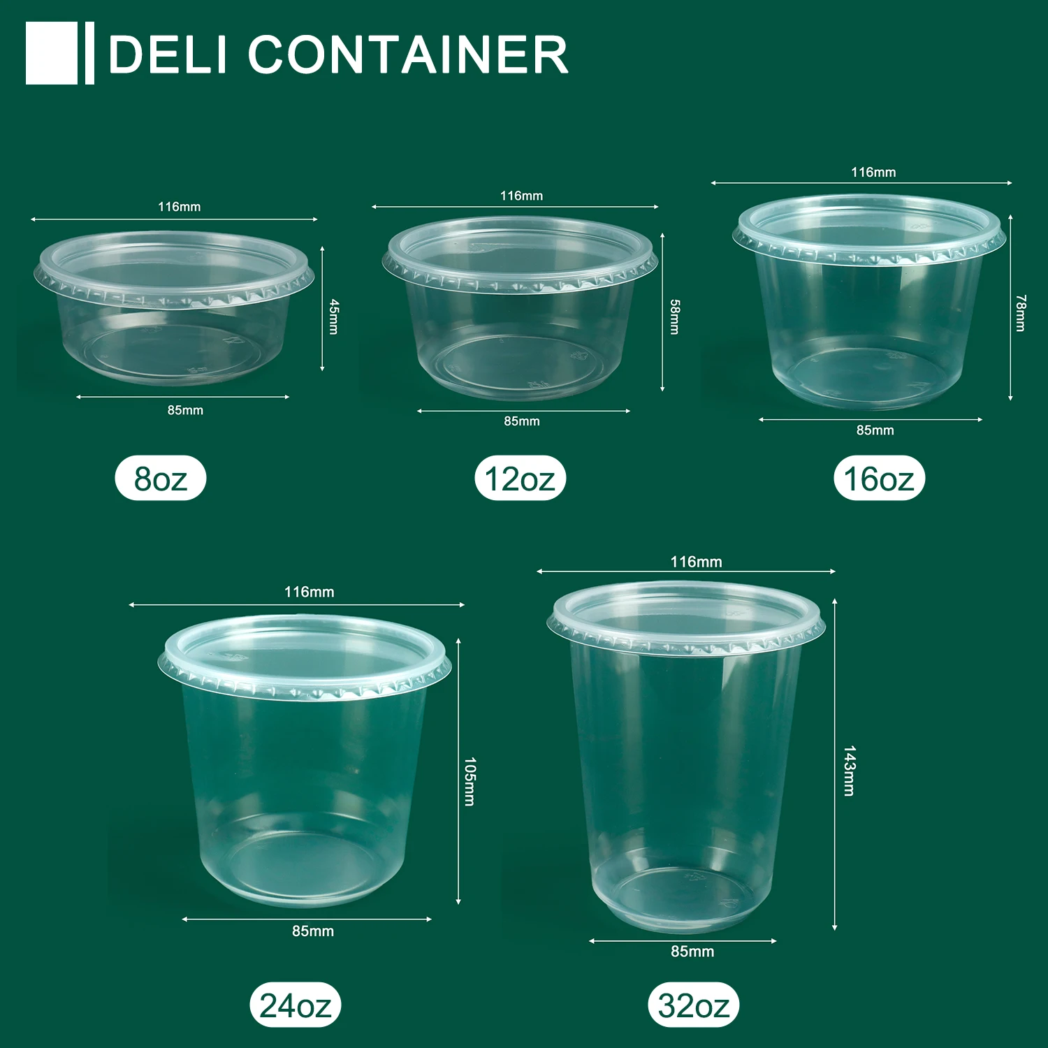 Custom PP Deli Containers 20oz Plastic Jar Deli Container Microwave Hot Soup Round Clear Takeout Plastic Deli Cup With Lid