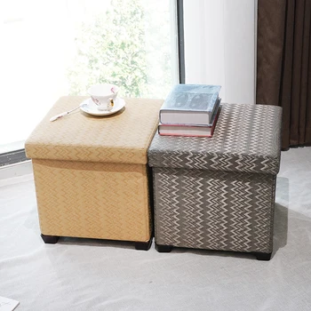 High Quality Living Room Collapsible Ottoman Cube Foldable Storage Stool Ottoman Foot Rest
