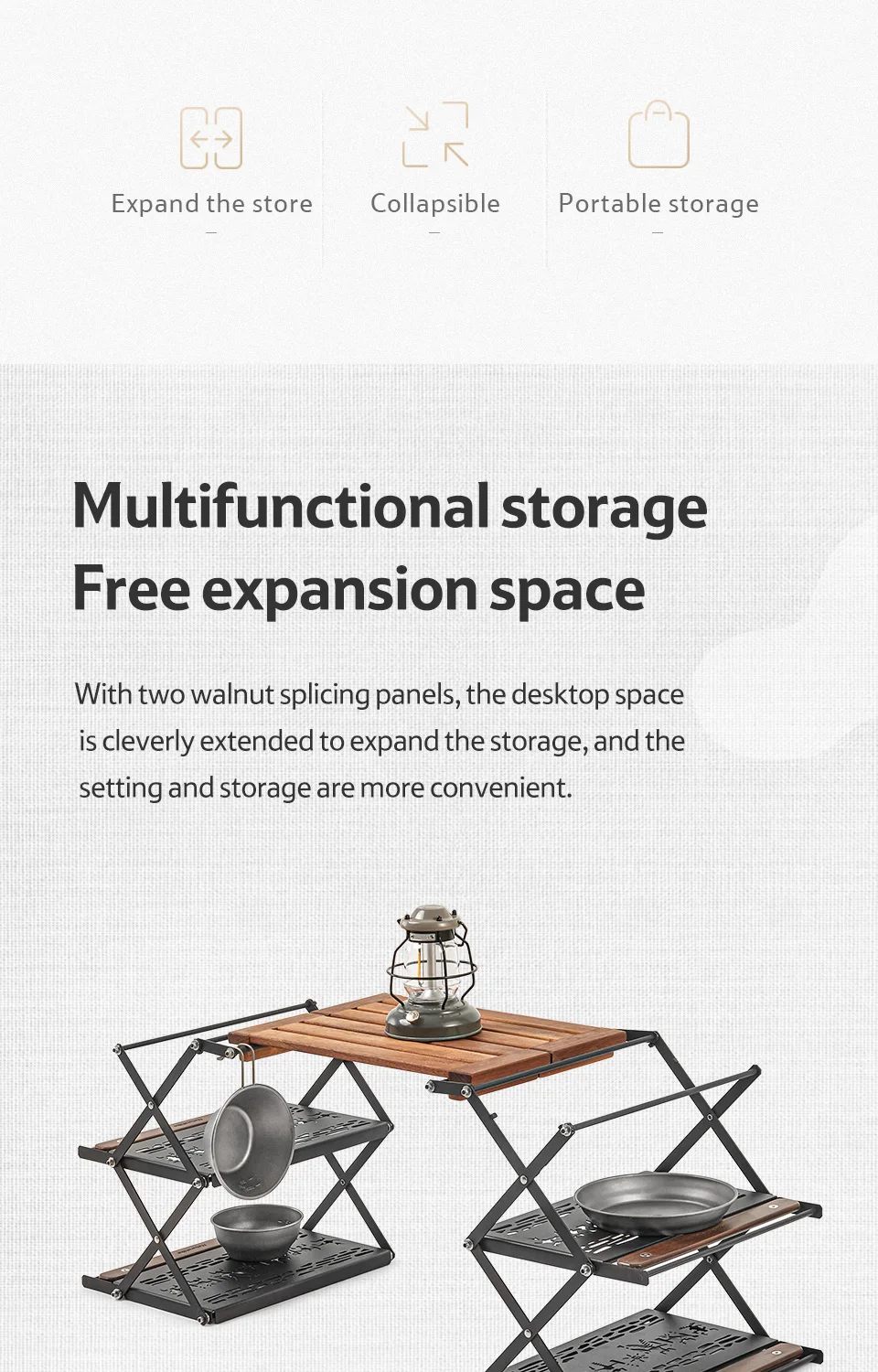 Naturehike Tabletop Folding Shelf Stainless Steel Outdoor Shelving