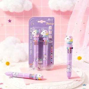Hot Sale Kawaii Unicorn 10-Color Pen 2pcs Blister Card Set - Cute Stationery for Kids School & Office Supplies
