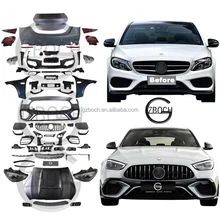 W205 to W206 car bumper For Mercedes Benz W205 Class 2013+ to 2024 W206 C63 AMG bodykit bonnet taillights old to new headlights