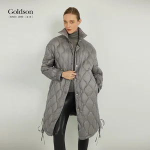 Women's Winter Casual Jacket New Fashion White Duck down with Wave Cut Lightweight Waterproof Long Length Polyester Lining