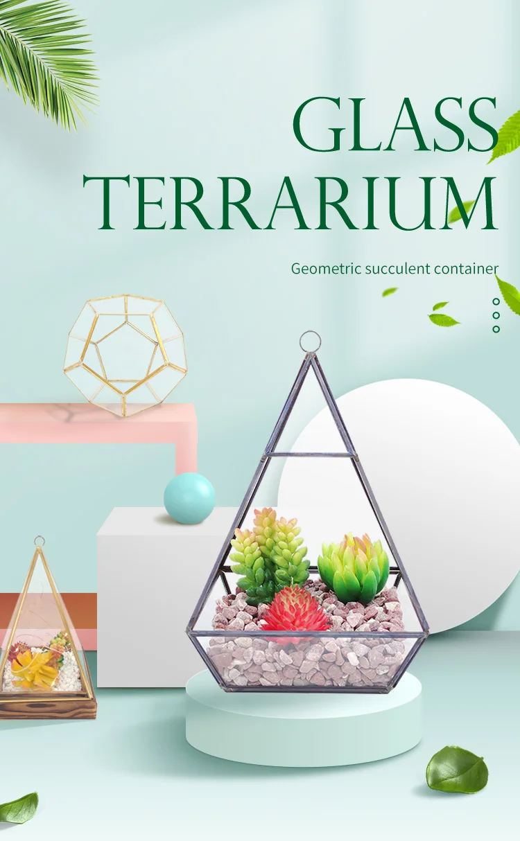 Factory Direct Sell Hangable 3D  Glass Geometric Succulent Plant Vegetables Terrarium High Quality Accept Custom Garden Crafts supplier